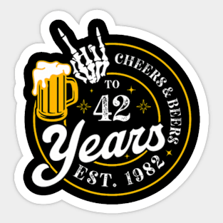 Cheer Beer To 42 Years Est 1982 42Nd Birthday Party Sticker